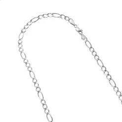 LUXURMAN Solid 14K White Gold Figaro Chain For Men & Women 6mm Wide