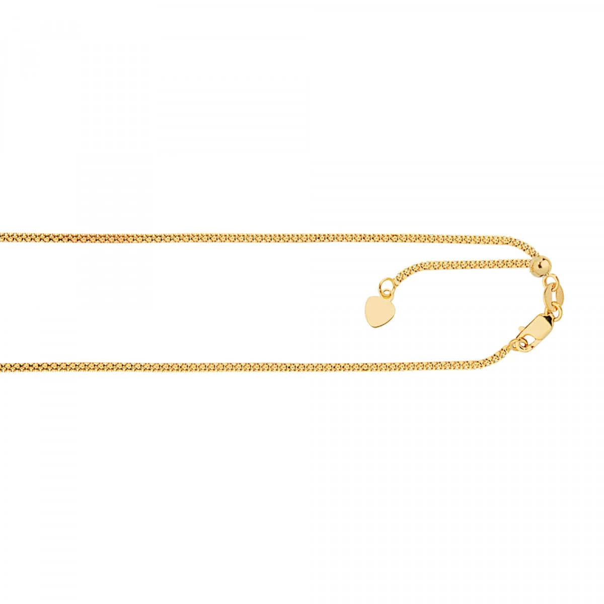 LUXURMAN Solid 14K Yellow Gold Popcorn Chain For Men & Women Adjustable 1.3mm