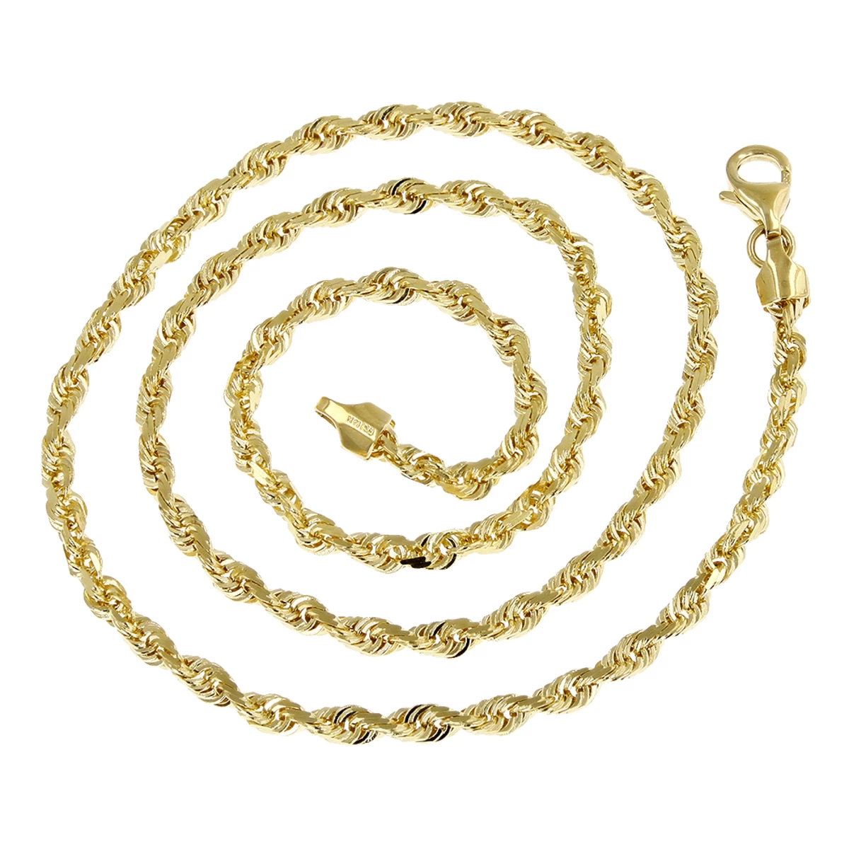 LUXURMAN Solid 14K Yellow Gold Rope Chain For Men & Women Diamond Cut 2.3mm - Image 4