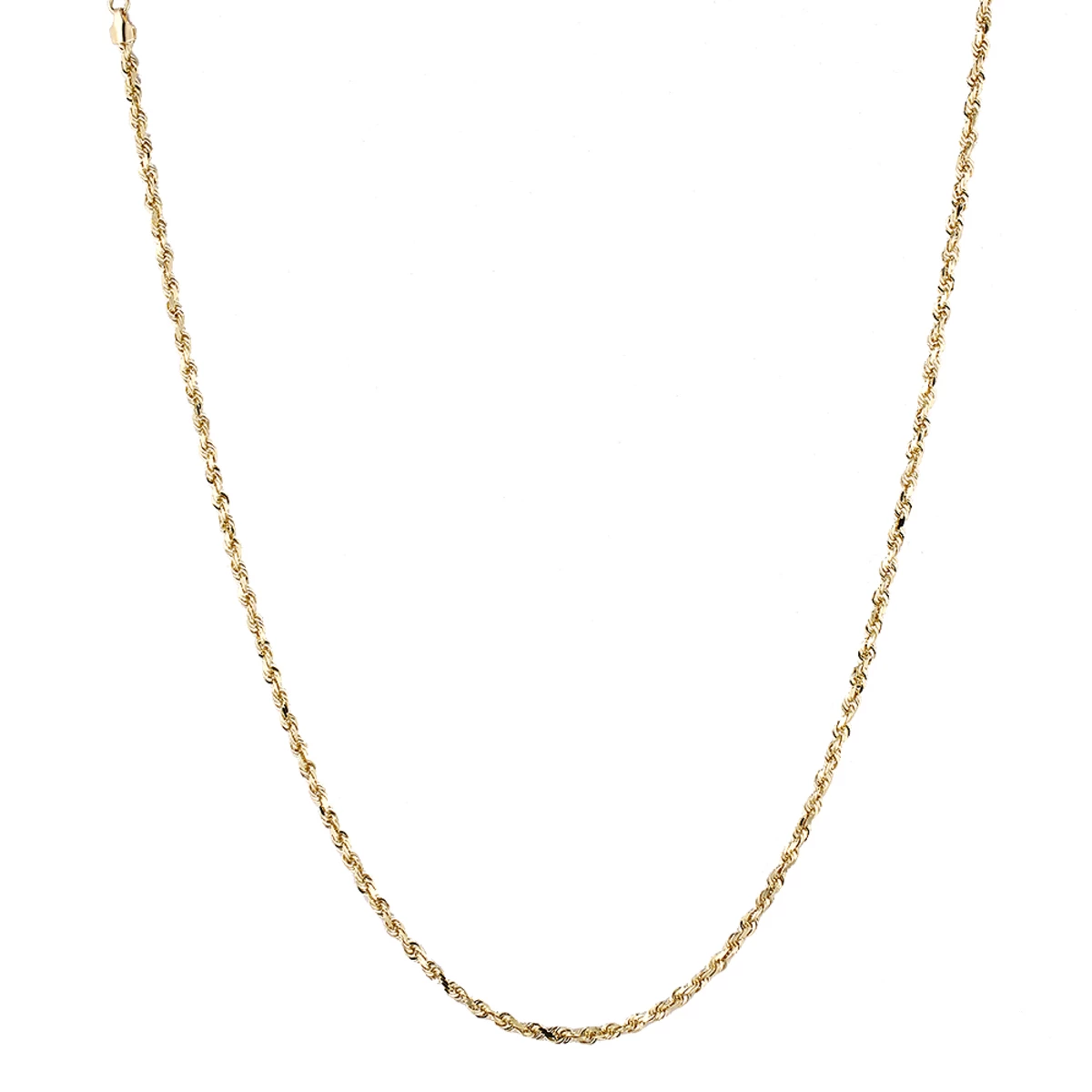 LUXURMAN Solid 14K Yellow Gold Rope Chain For Men & Women Diamond Cut 2.3mm - Image 6