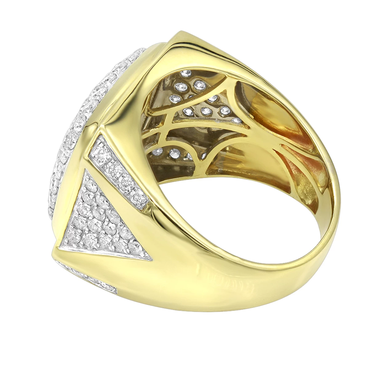 LUXURMAN Statement 10K Yellow Gold Men's Diamond Ring 3 Carat Pinky Ring - Image 4