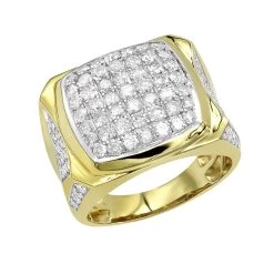 LUXURMAN Statement 10K Yellow Gold Men's Diamond Ring 3 Carat Pinky Ring