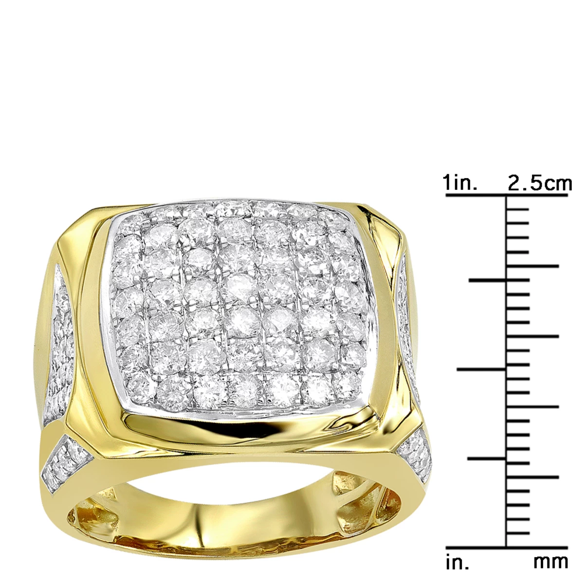 LUXURMAN Statement 10K Yellow Gold Men's Diamond Ring 3 Carat Pinky Ring - Image 6