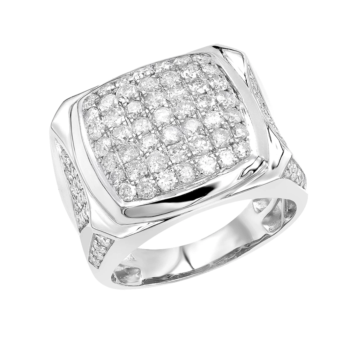 LUXURMAN Statement 10K Yellow Gold Men's Diamond Ring 3 Carat Pinky Ring - Image 2