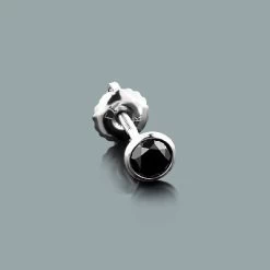 Men's Black Diamond Earring 0.40ct 14K White Gold Stud