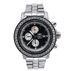 Men's Diamond Watch Breitling Super Avenger 48mm Black Dial