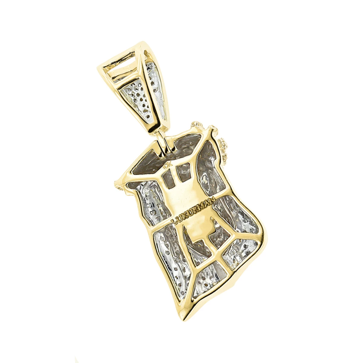Mini Diamond Jesus Head Pendant 10K Yellow Gold 1/2 Carat - Image 4