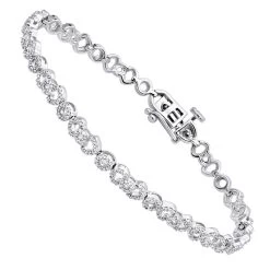 Pave 14K White Gold Ladies Diamond Bracelet 1.31ct