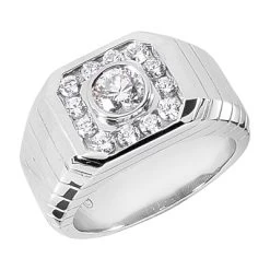 Platinum Men's Diamond Ring 1.28ct