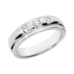 Platinum Round Diamond Men's Wedding Ring 0.45ct 6.9mm