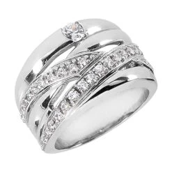 Platinum Round Diamond Right Hand Ladies Ring 0.57ct