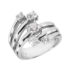 Platinum Round Diamond Right Hand Ladies Ring 0.59ct 19.9mm