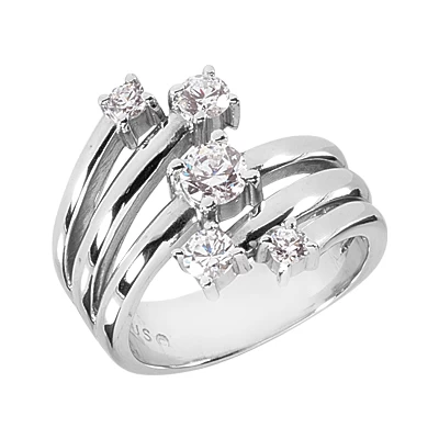 Platinum Round Diamond Right Hand Ladies Ring 0.59ct 19.9mm