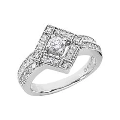 Platinum Women's Diamond Ring 0.60ct 12.9mm
