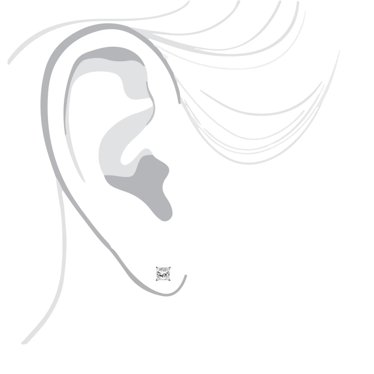 Princess Cut Diamond Platinum Stud Earrings 0.75ct - Image 3