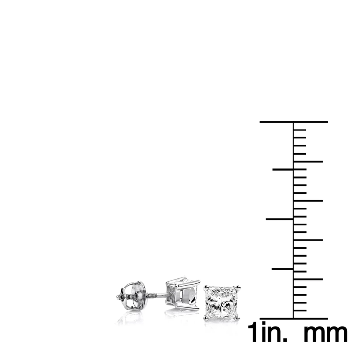 Princess Cut Diamond Platinum Stud Earrings 0.75ct - Image 4