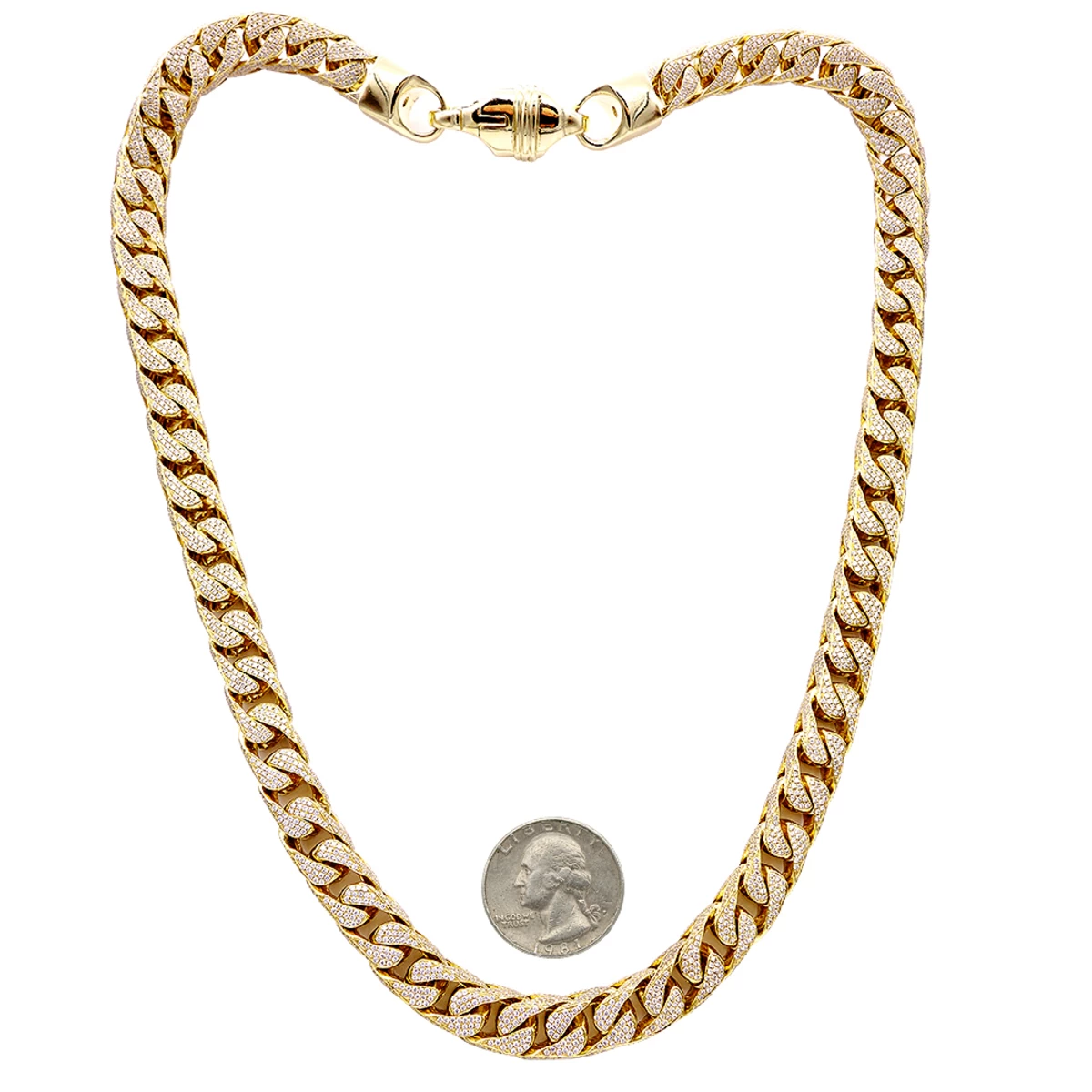 Real Diamond Hip Hop Jewelry Solid 10K Yellow Gold Iced Out Franco Chain For Men - Image 4