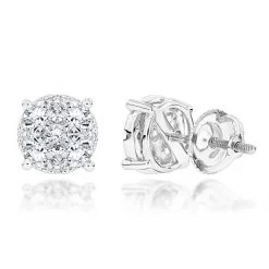 Round Diamond Stud Earrings 1.20ct 14K White Gold