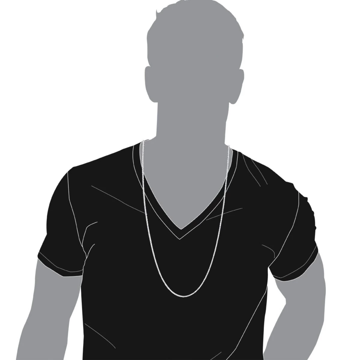 Round Diamond Tennis Necklace Men's Chain 14K White Gold 32in 14.06ct - Image 6