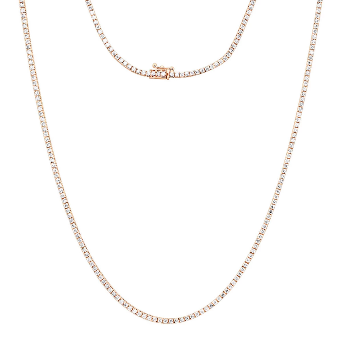 Round Diamond Tennis Necklace Men's Chain 14K White Gold 32in 14.06ct - Image 3