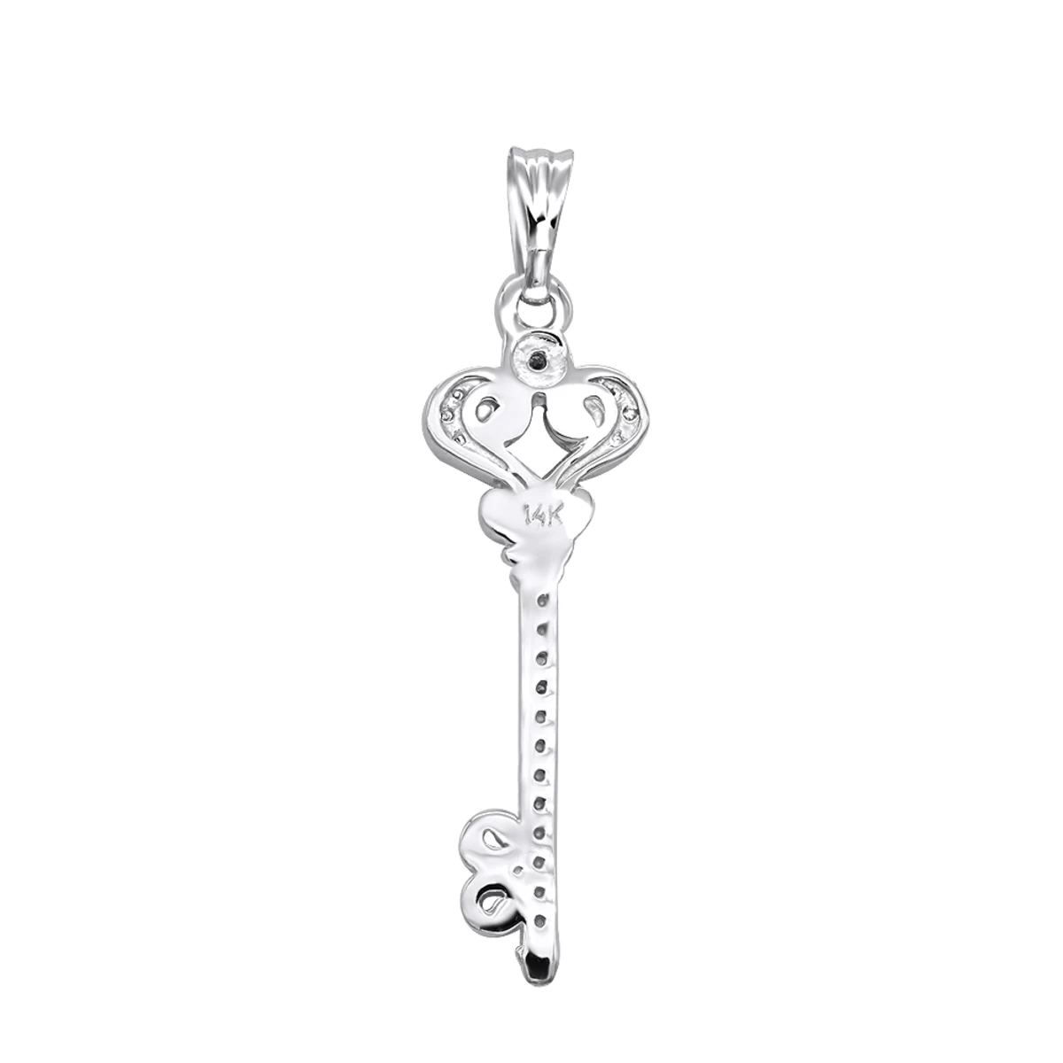 Small 14K White Gold Diamond Key Pendant 0.20ct - Image 4