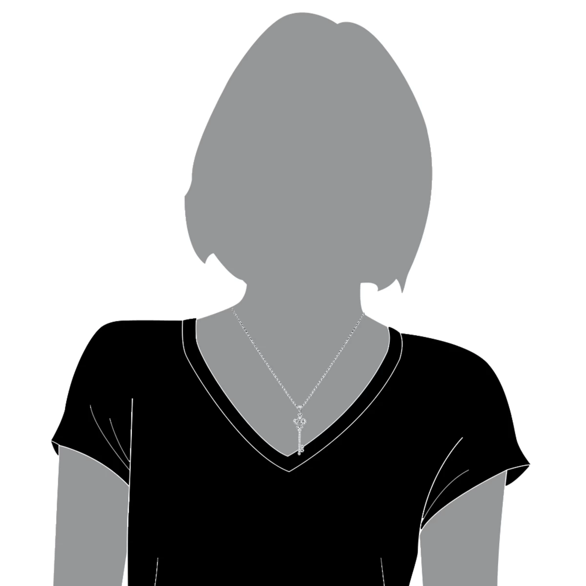 Small 14K White Gold Diamond Key Pendant 0.20ct - Image 6