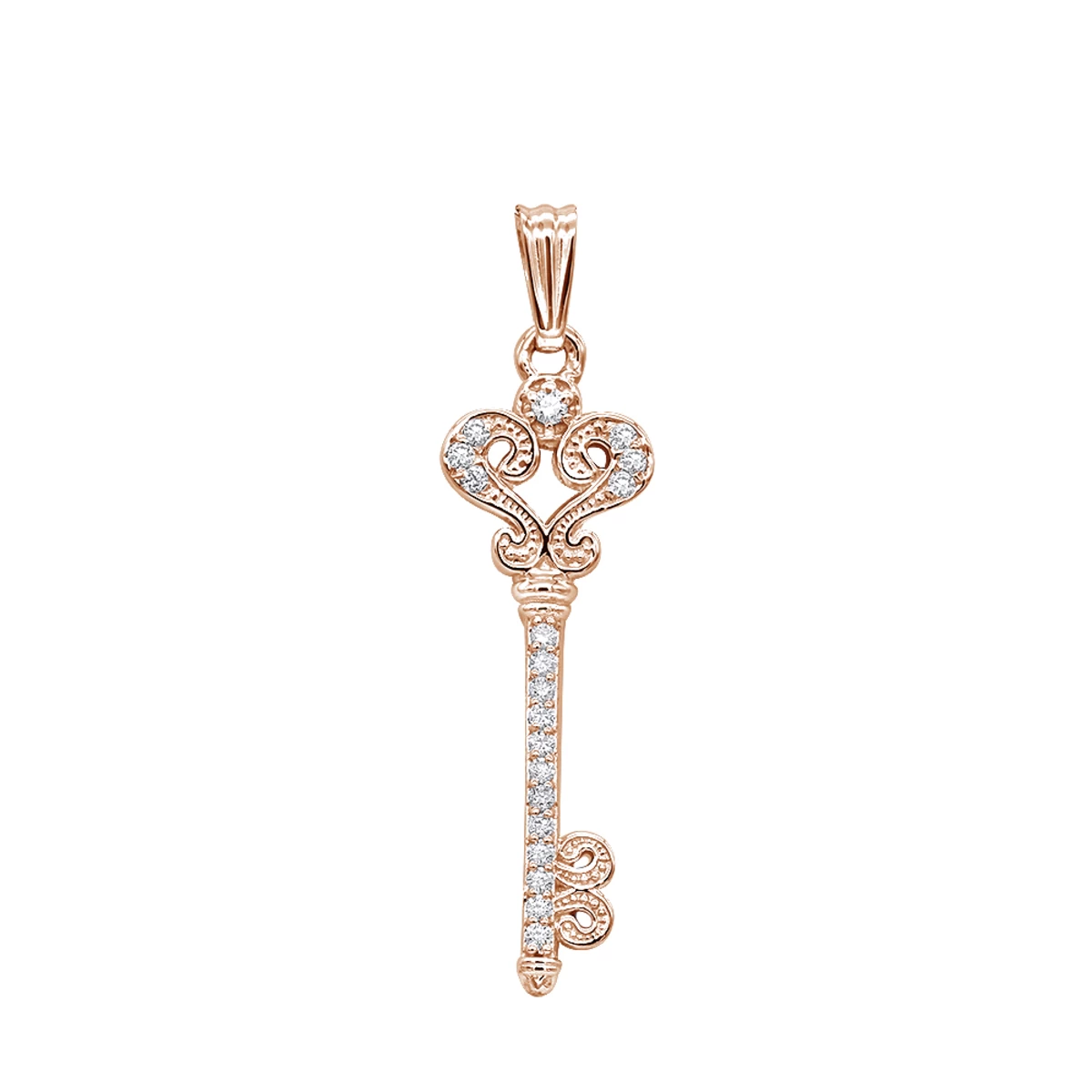 Small 14K White Gold Diamond Key Pendant 0.20ct - Image 3