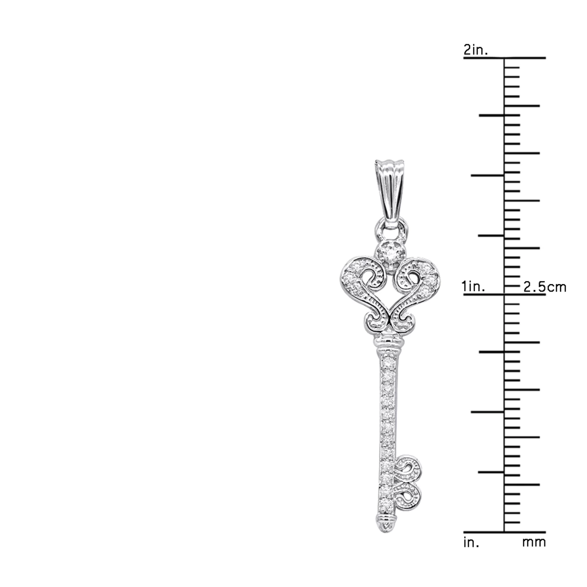 Small 14K White Gold Diamond Key Pendant 0.20ct - Image 5