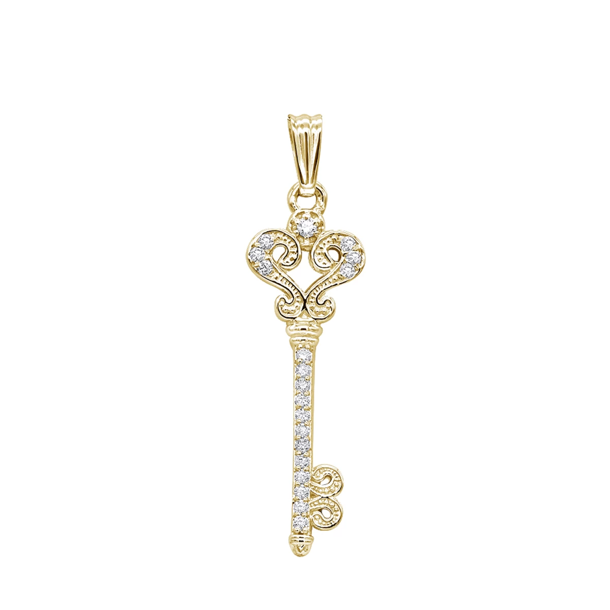 Small 14K White Gold Diamond Key Pendant 0.20ct - Image 2