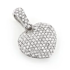 Small Pave Diamond Heart Pendant 14K White Gold 0.50ct
