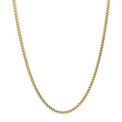 Solid 14K Yellow Gold Franco Chain Necklace For Men 3.5mm 20-32"