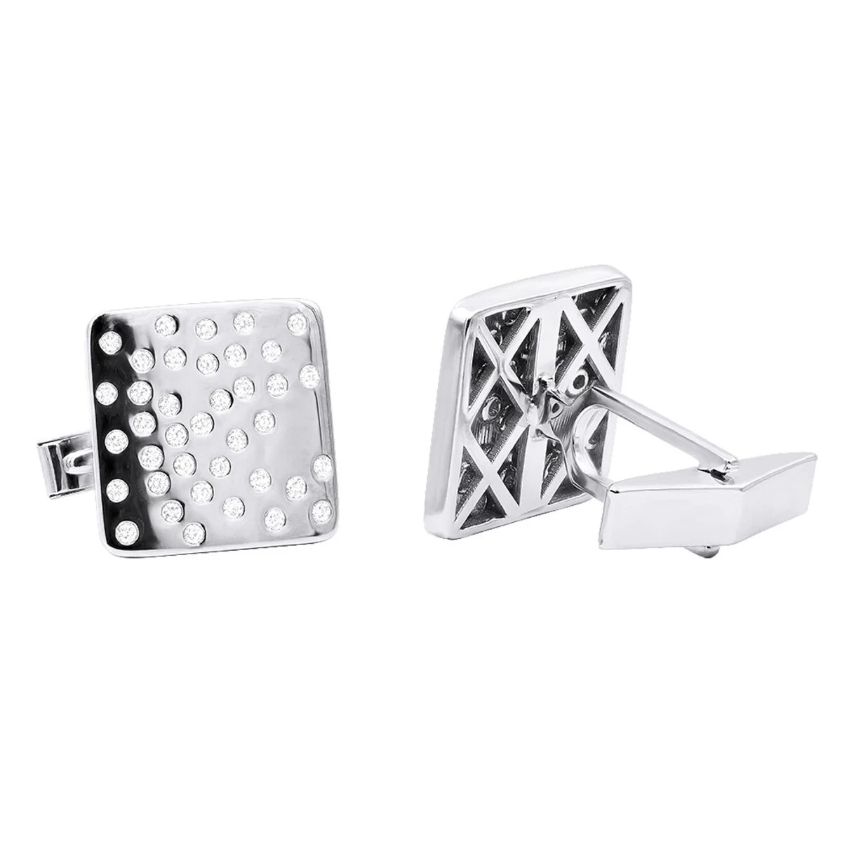 Square Men's Diamond Cufflinks 0.4ct 14K White Gold