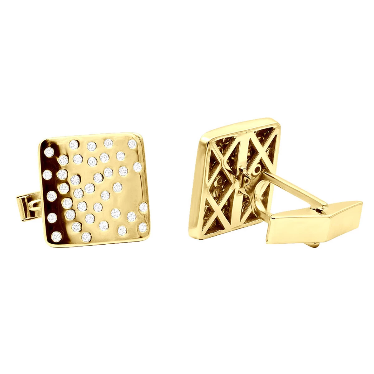 Square Men's Diamond Cufflinks 0.4ct 14K White Gold - Image 2