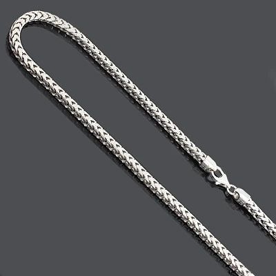 Sterling Silver Diamond Cut Franco Chain Necklace 3.5mm 36"