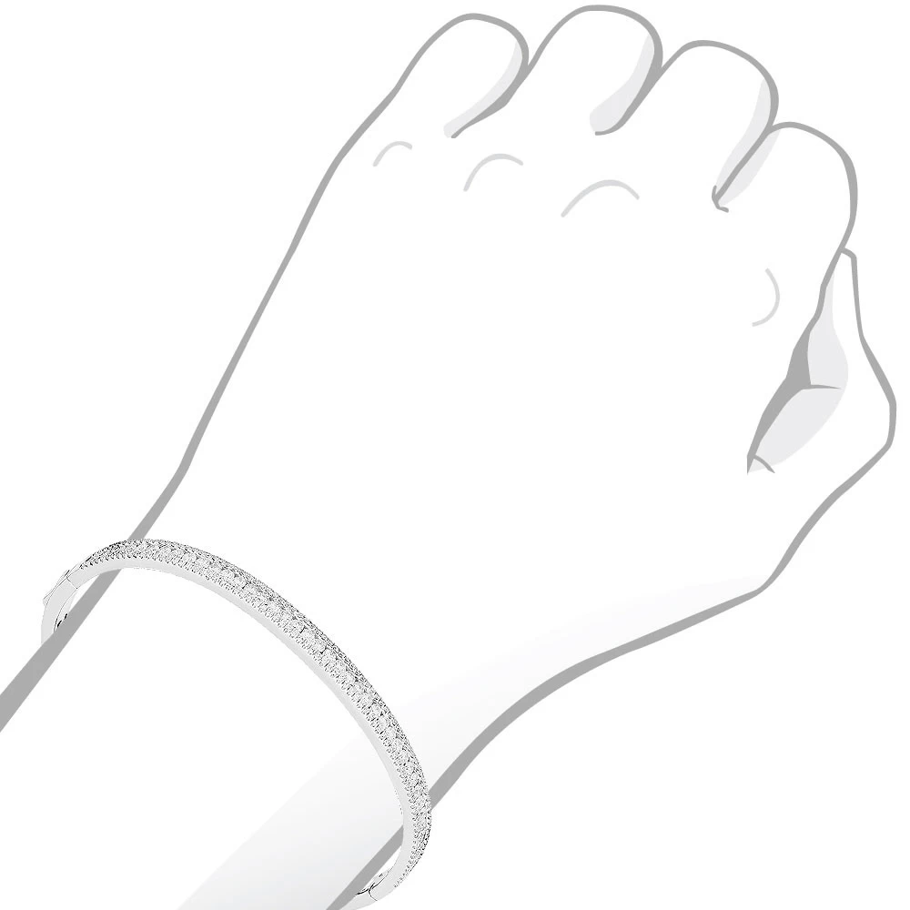 14K White Gold Thin Diamond Bangle Bracelet For Women 2.5 Carat - Image 8
