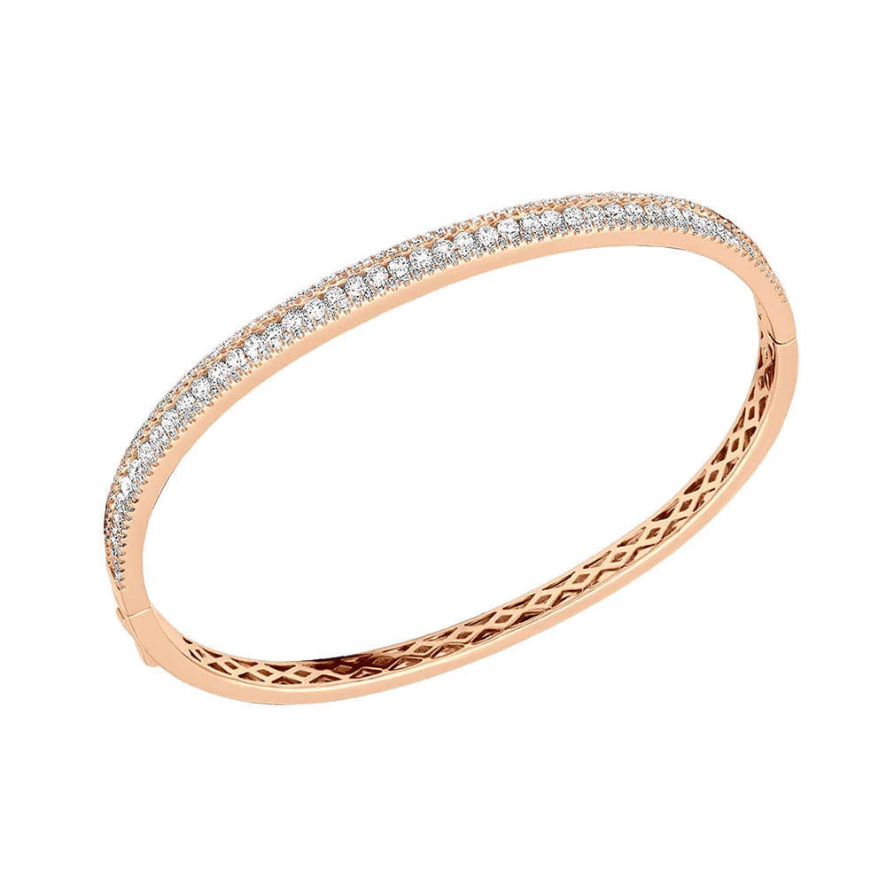 14K White Gold Thin Diamond Bangle Bracelet For Women 2.5 Carat - Image 4