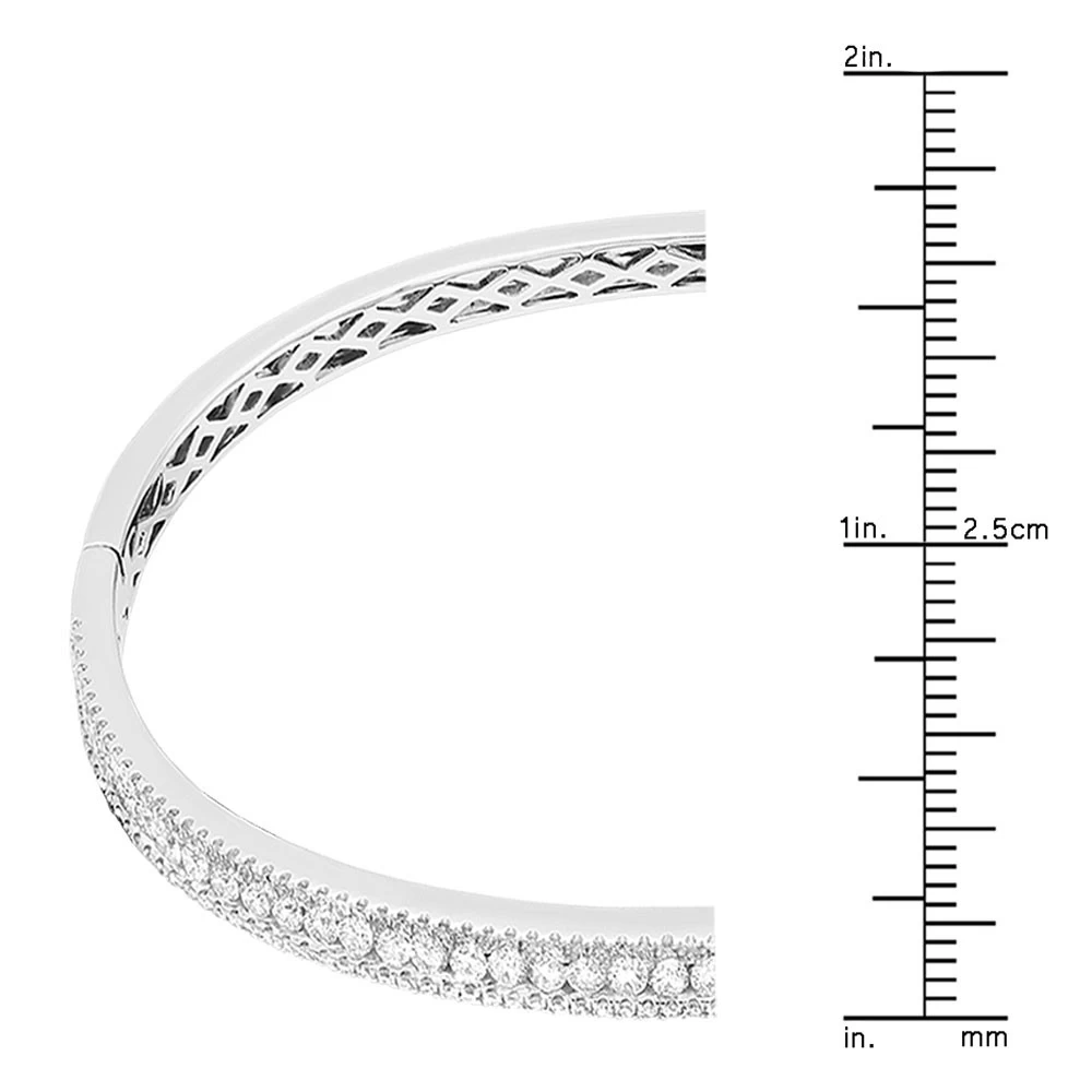 14K White Gold Thin Diamond Bangle Bracelet For Women 2.5 Carat - Image 9