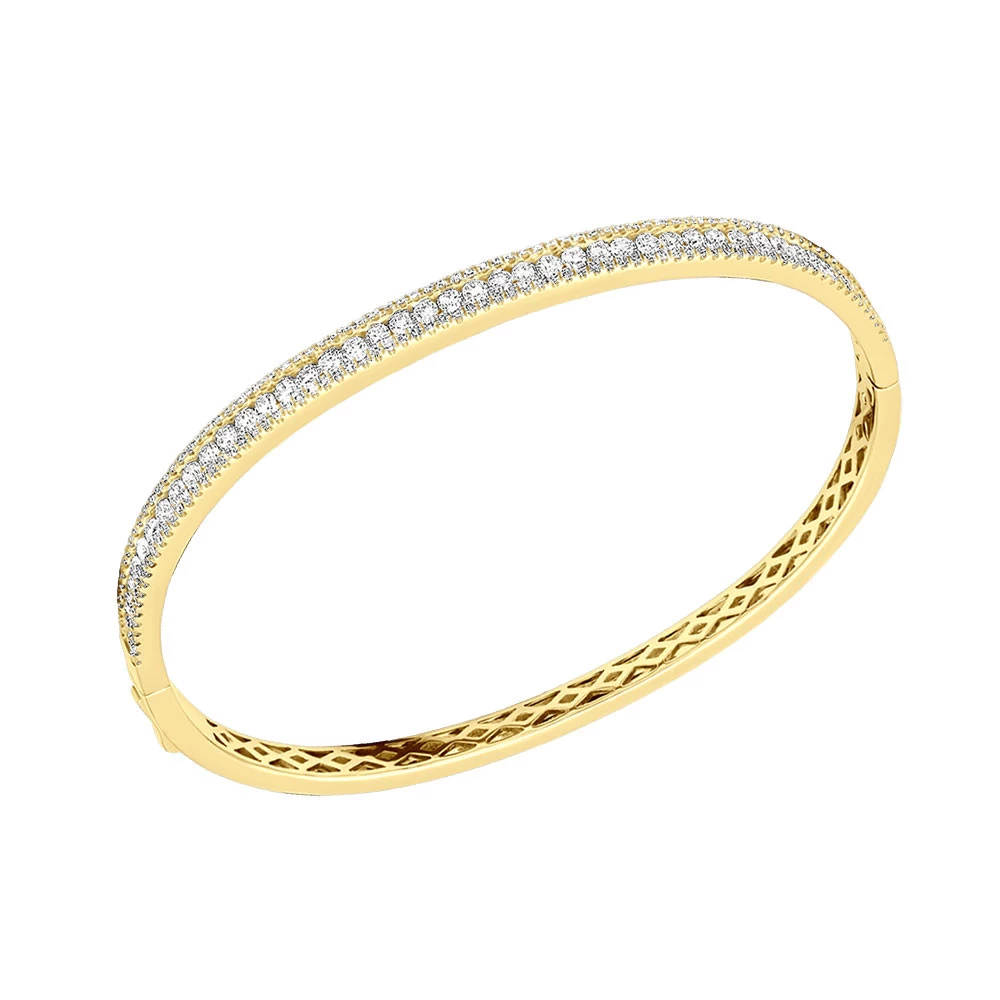 14K White Gold Thin Diamond Bangle Bracelet For Women 2.5 Carat - Image 3