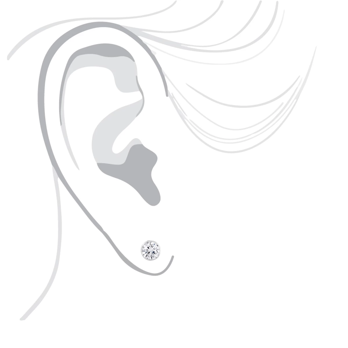 Two Carat 14K White Gold Solitaire Round Diamond Bezel Stud Earrings 7mm - Image 6