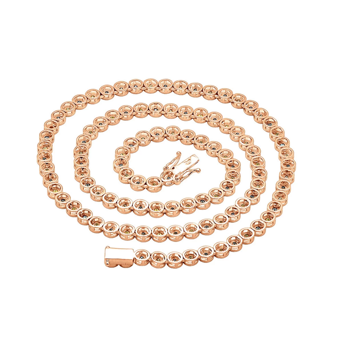 Unique 14K Yellow Gold Chain Blue And Yellow Diamond Necklace For Men 5Ct - Image 6