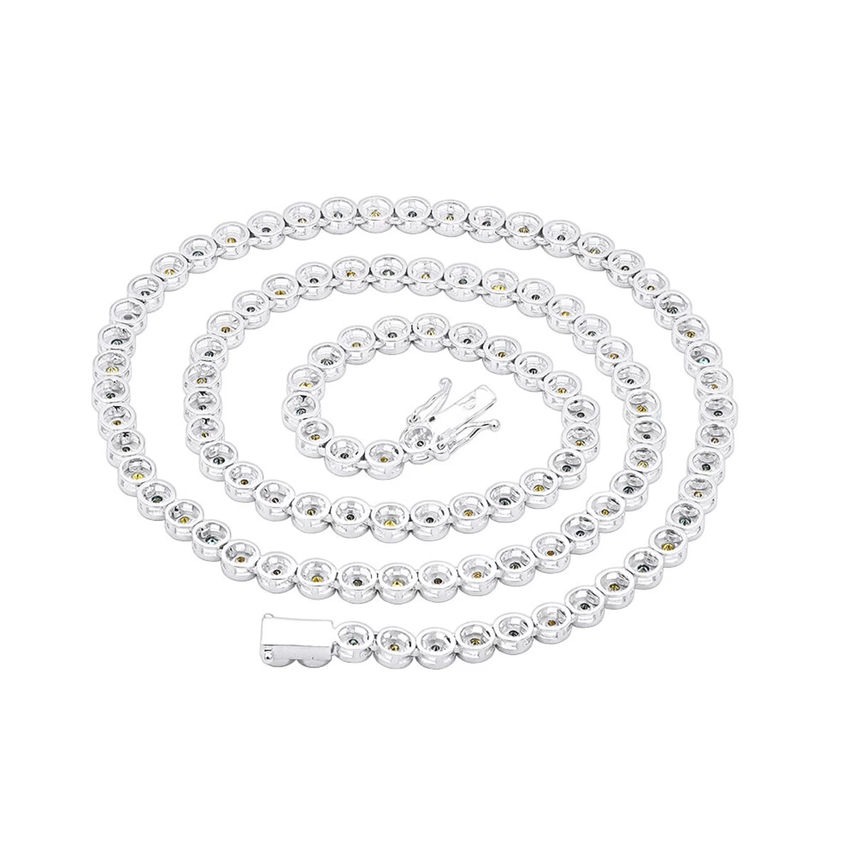 Unique 14K Yellow Gold Chain Blue And Yellow Diamond Necklace For Men 5Ct - Image 4