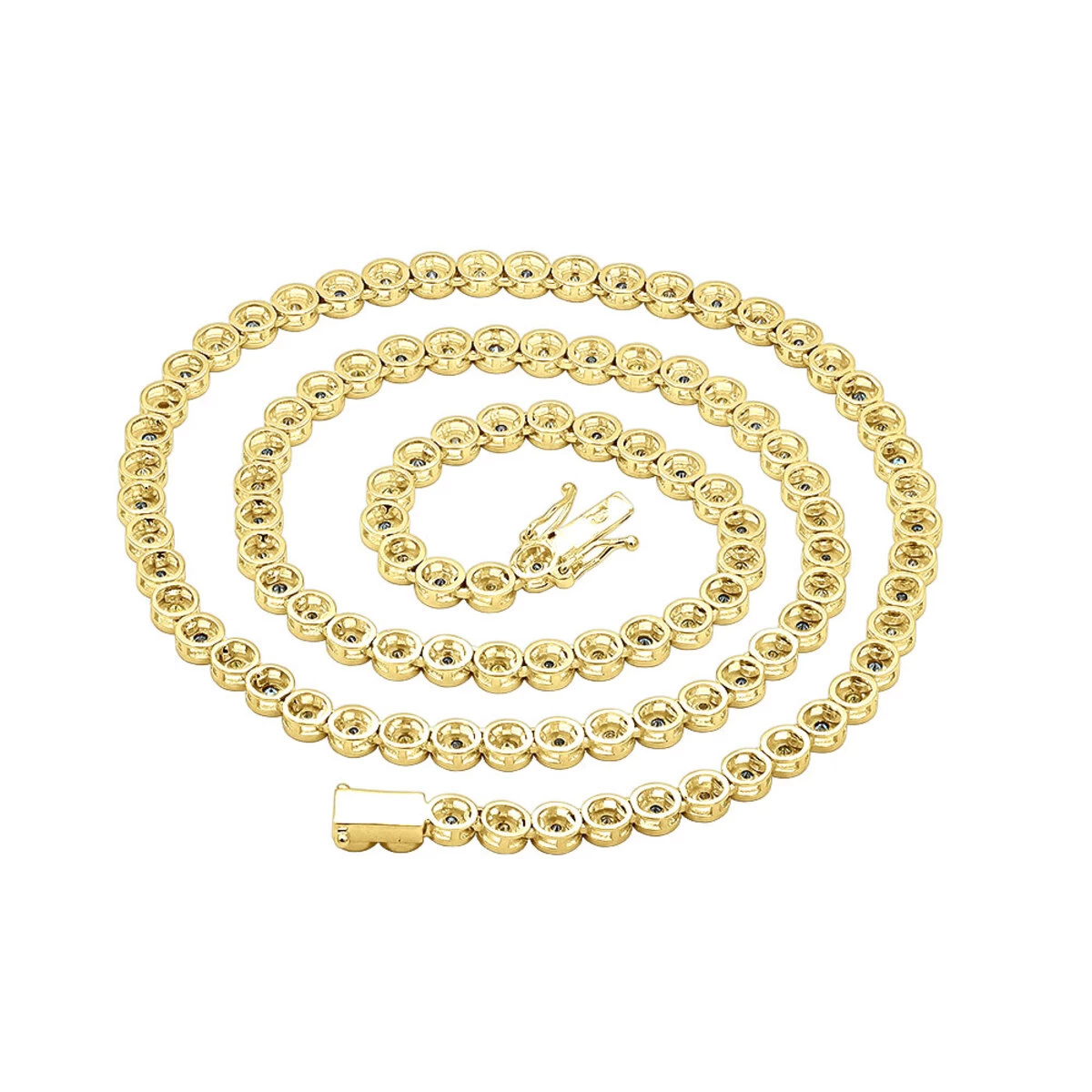 Unique 14K Yellow Gold Chain Blue And Yellow Diamond Necklace For Men 5Ct - Image 5