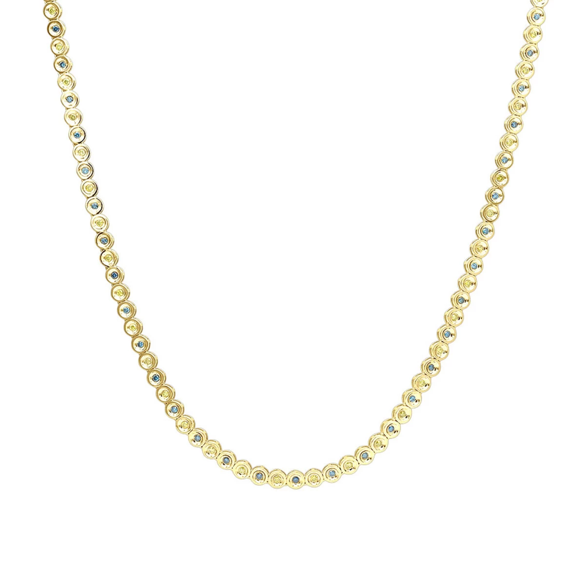 Unique 14K Yellow Gold Chain Blue And Yellow Diamond Necklace For Men 5Ct