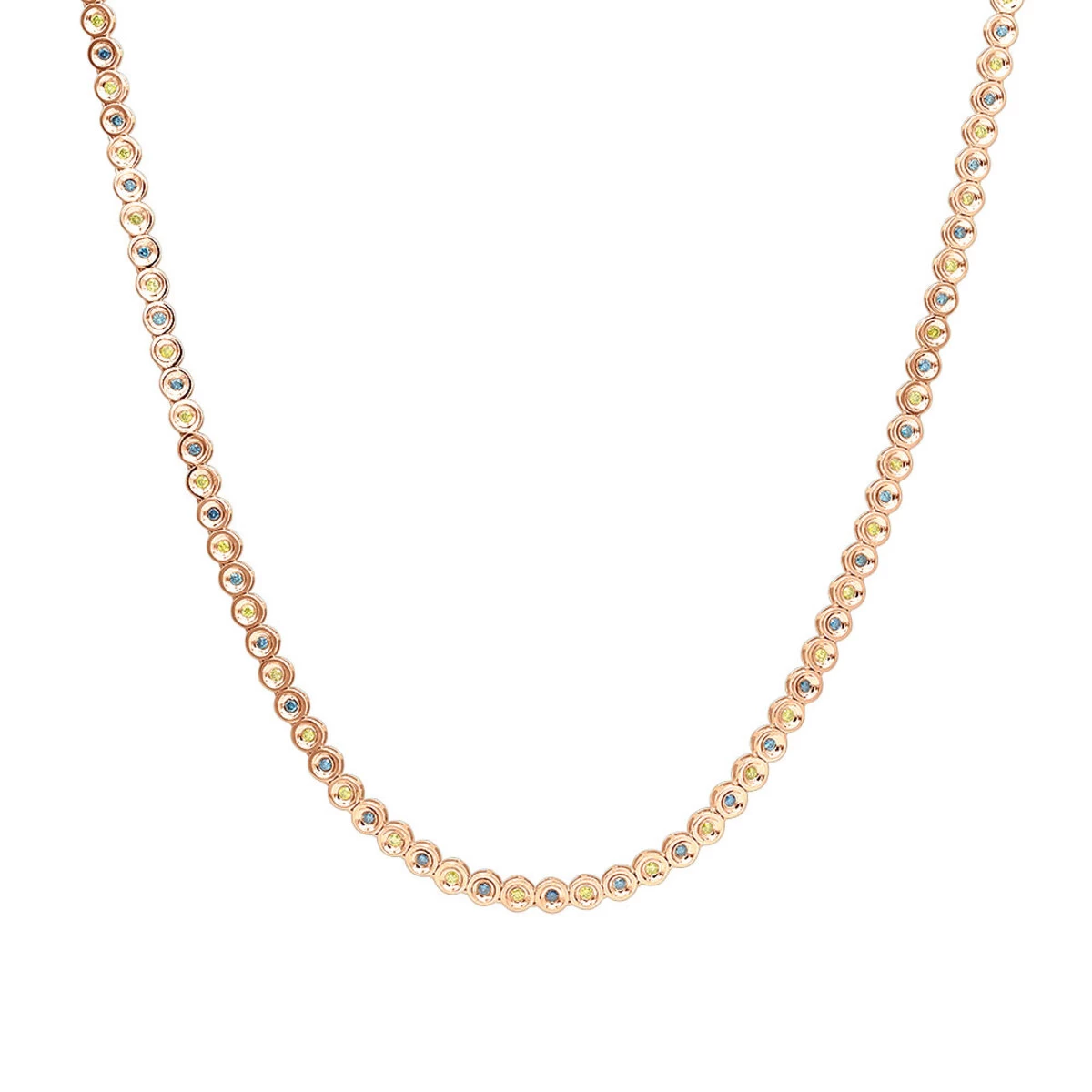 Unique 14K Yellow Gold Chain Blue And Yellow Diamond Necklace For Men 5Ct - Image 3
