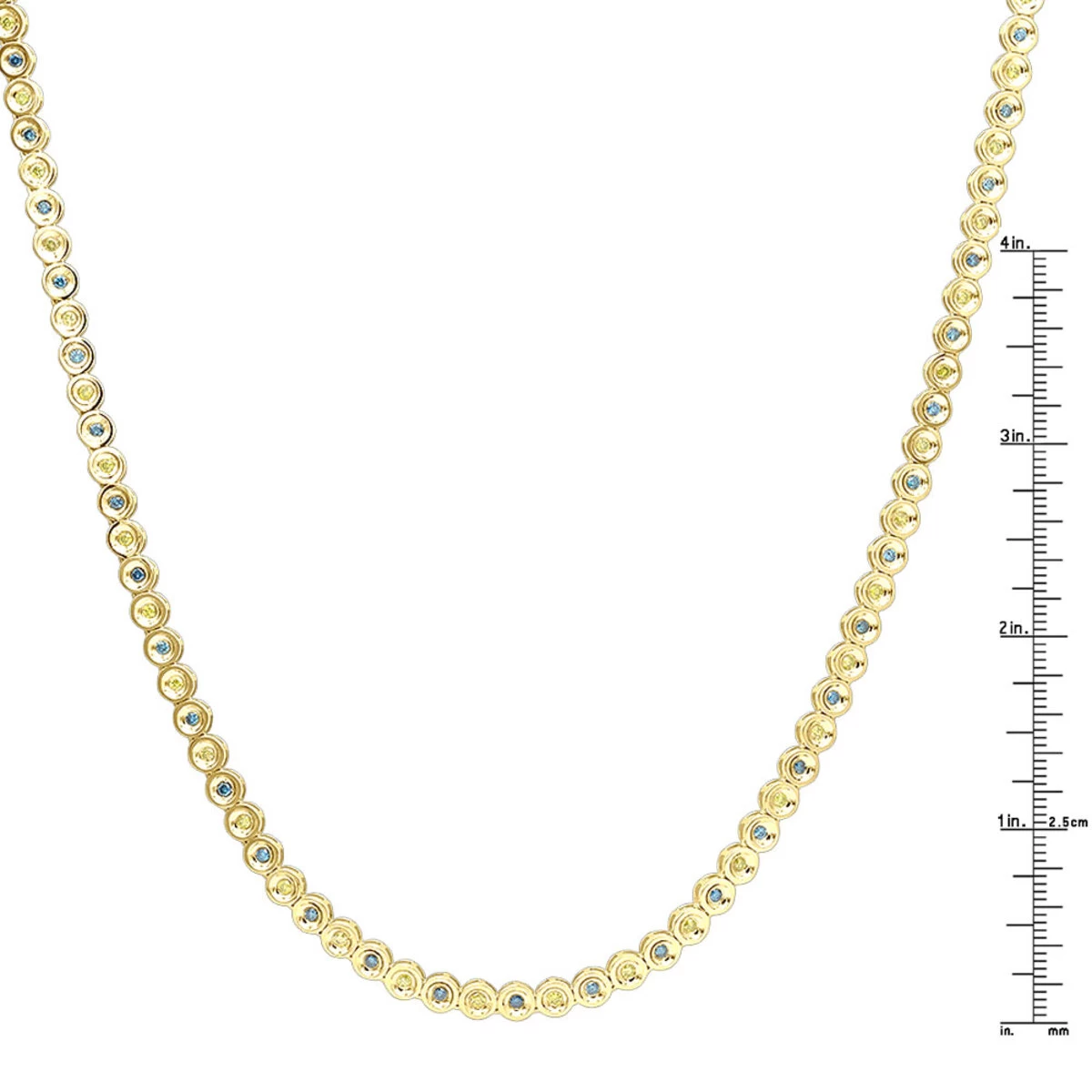 Unique 14K Yellow Gold Chain Blue And Yellow Diamond Necklace For Men 5Ct - Image 8