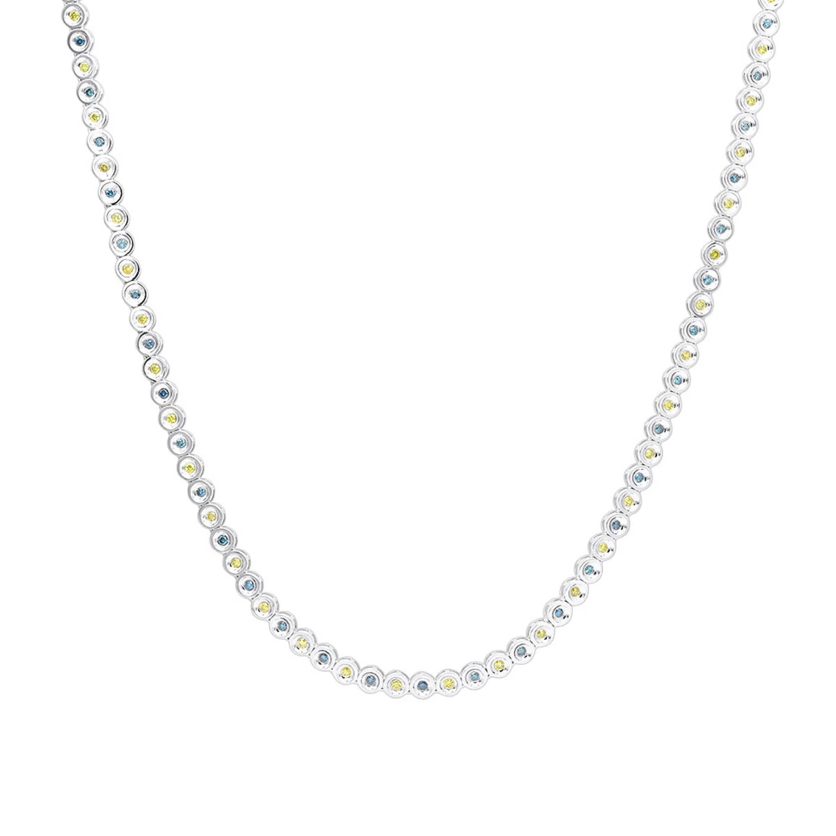 Unique 14K Yellow Gold Chain Blue And Yellow Diamond Necklace For Men 5Ct - Image 2