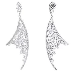 Unique 14K White Gold Designer Diamond Earrings 3.3ct