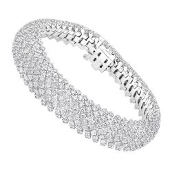 Unique 18K White Gold Ladies Diamond Bracelet 14.6ct G/VS By Luxurman