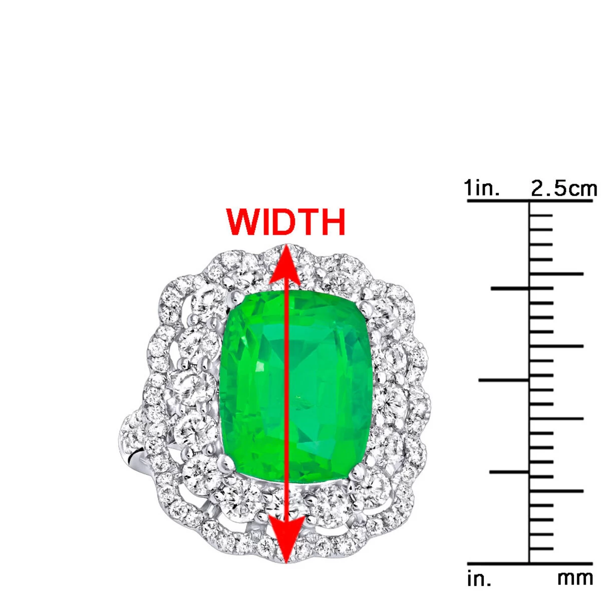 Unique Diamond And Emerald Cocktail Ring For Women 18K White Gold 9.7 Carats - Image 8