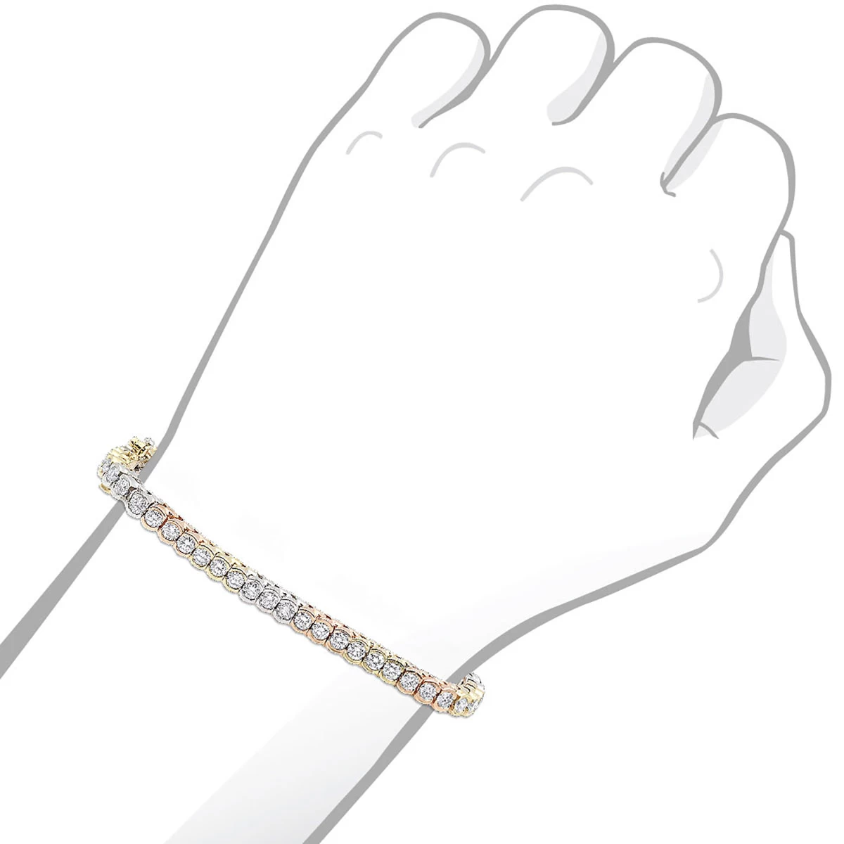 Unique Diamond Tennis Bracelet For Women Tricolor 14K White/Yellow/Rose Gold - Image 3